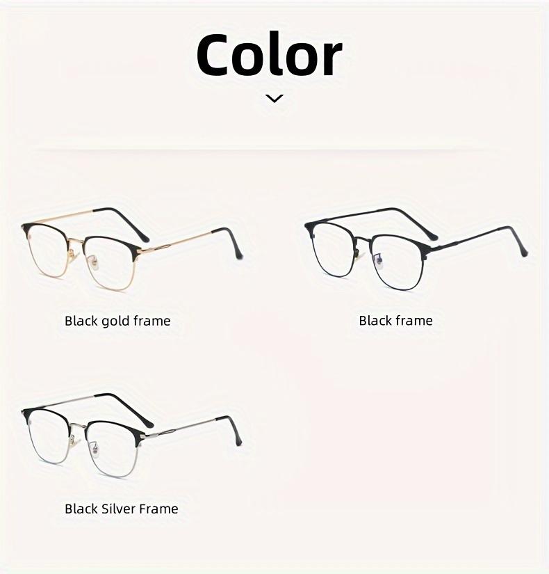 1 Pair Of Latest Vintage Retro Metal Half Framed Men And for Women Fashionable Eyeglasses Day And Night Dual Use Lens Anti-Blue Lens Light Color