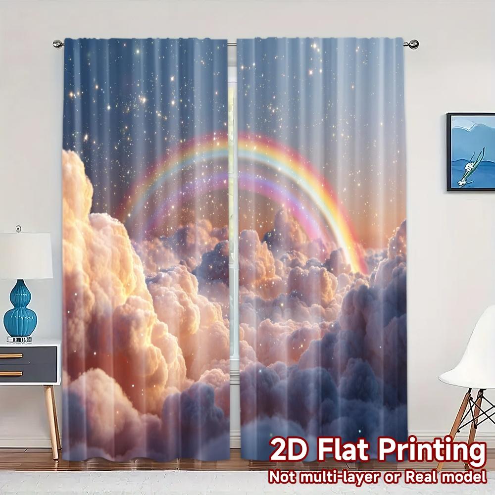 2 шторы с 2D плоской печатью (Без Рода) SkyRainbowDream Современная Современная Занавеска Универсальная Полиэстеровая Занавеска Декорации 100*130 Grommet Top 1pcs