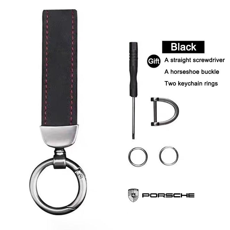 

High Quality Suede Car Keychain Key Logo Ring For Porsche Panamera Cayenne Taycan 911 718 Macan Carrera-GT 928 968 Accessories