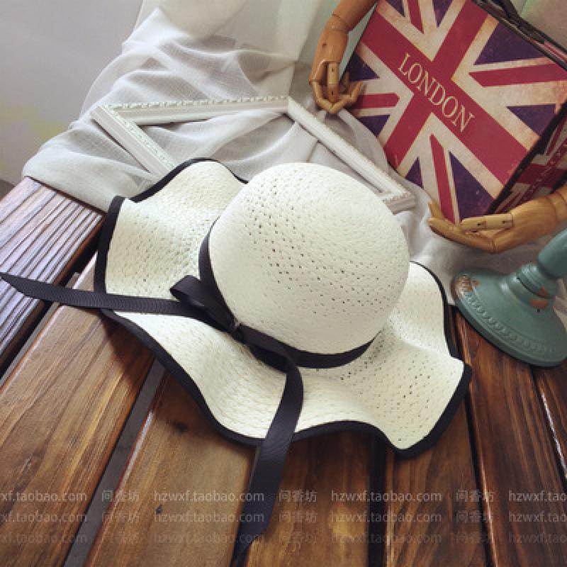 Koreańska wersja składany plażowy nowy kapelusz z szerokim rondem damski letni wszechstronny słomkowy pleciony letni ochrona przeciwsłoneczna cień kapelusz słomkowy dla rodziców i dzieci