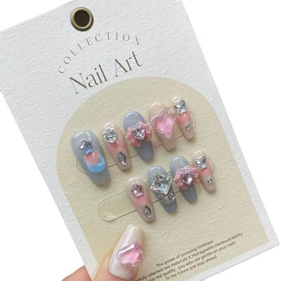 HANDGEMACHTE künstliche Nägel Sweet Mocha Diamond Dream Candy Phototherapie-Nägel wiederverwendbar und abnehmbar