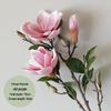 Retro Magnolia Artificial Flower Arrangement - Decorative Single Stem Bouquet for Living Room or Dining Table.