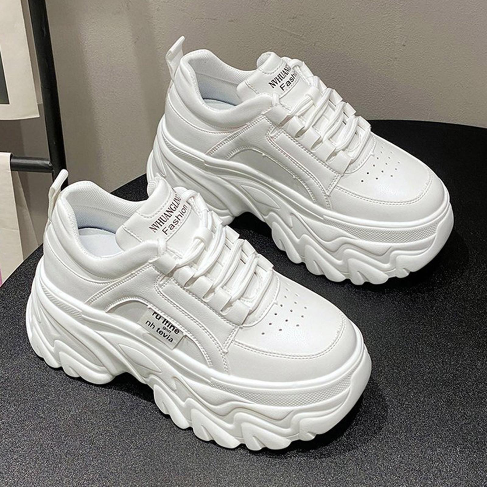 

Обувь для увеличения роста в помещении, женская весенняя новая мода, спортивная обувь на толстой подошве с круглым носком, подчеркивающая форму стопы 39 белый
