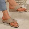 Women's Wedge Sandals Open Toe Slip-On Casual Summer Footwear with Suede Upper and Cushioned Insole for Comfortable Wear