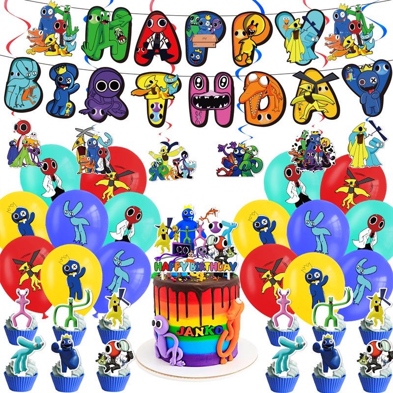Rainbow Friend 2 Birthday Party Set Decorate With Vibrant Rainbow Theme Includes Cake Topper, Balloons, And More!
