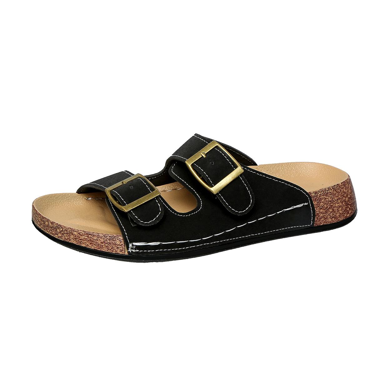 

Cushion Outdoor Shoes Adjustable Buckle Cork Slides for Sandals with Comfortable Arch Support Sandals Retro Women Men Sandals 36 чёрный