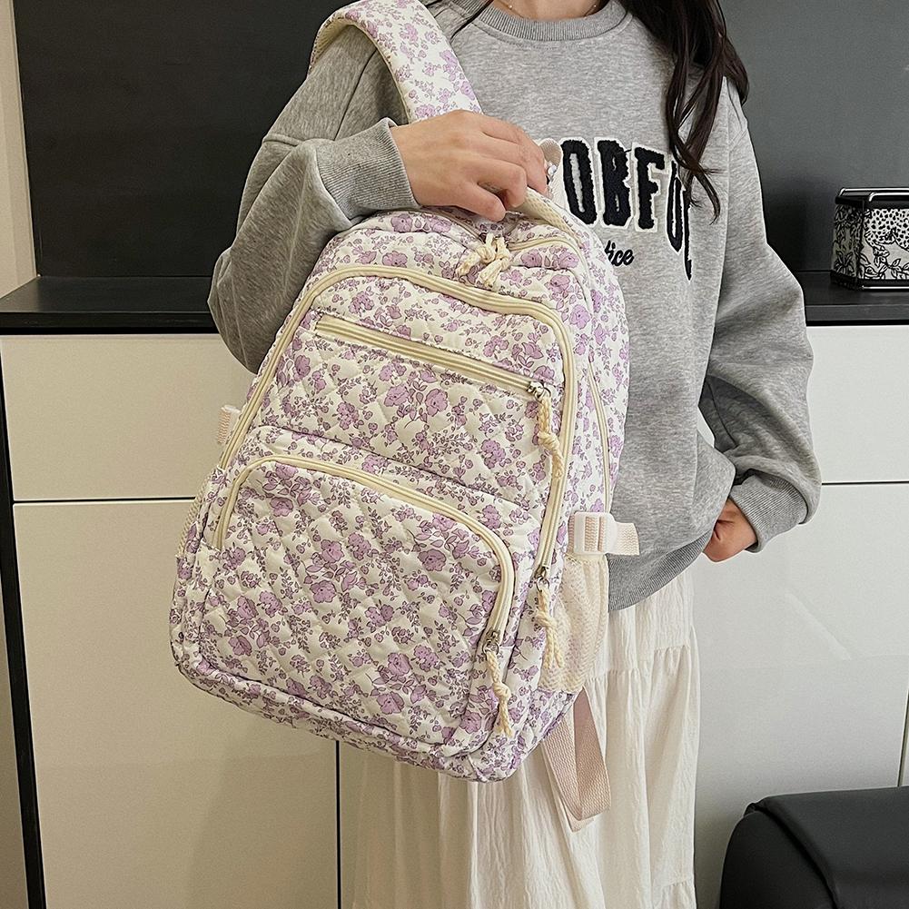 3pcs/set Students Cute Floral School Bag Women Casual Bookbag Travel Large Capacity Backpack with Crossbody Bag and Clutch Purse
