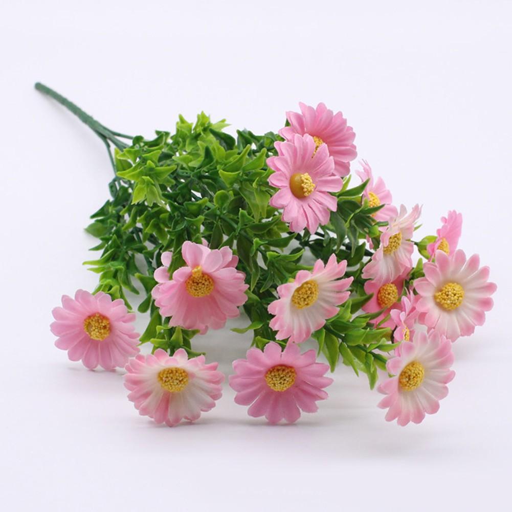 15 Heads Artificial Flowers Plastic Fake Plants Wedding Garden In/Outdoor Decor