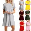 Mini abito allentato da donna a maniche corte casual alla moda