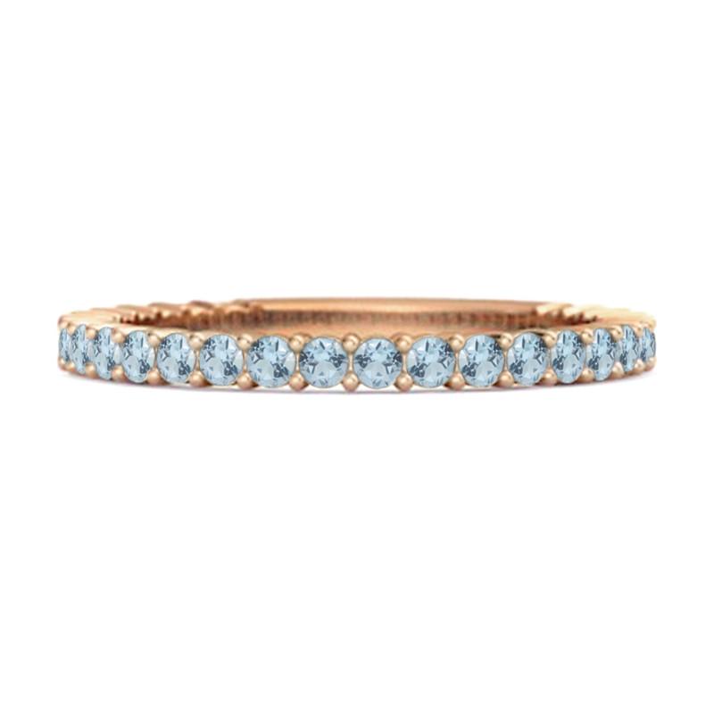 

Blue Topaz Eternity Band Ring - Sterling Silver Rose Gold Vermeil 7 рожевий колір золота