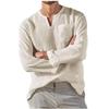 Men's Long-Sleeved V-Neck Casual Beach Linen Shirt