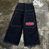 ZYLLO Hip Hop Y2k New Color Wexwear Embroidered Baggy Jeans Streetwear Jeans Men Women High Waist Wide Trouser Harajuku Black Pants