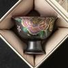 Kesi Handmade Flower Teacups Ceramic Black Master Cups High Foot Cup Chinese Kung Fu Tea Sets Household Tea Ceremony Teaware