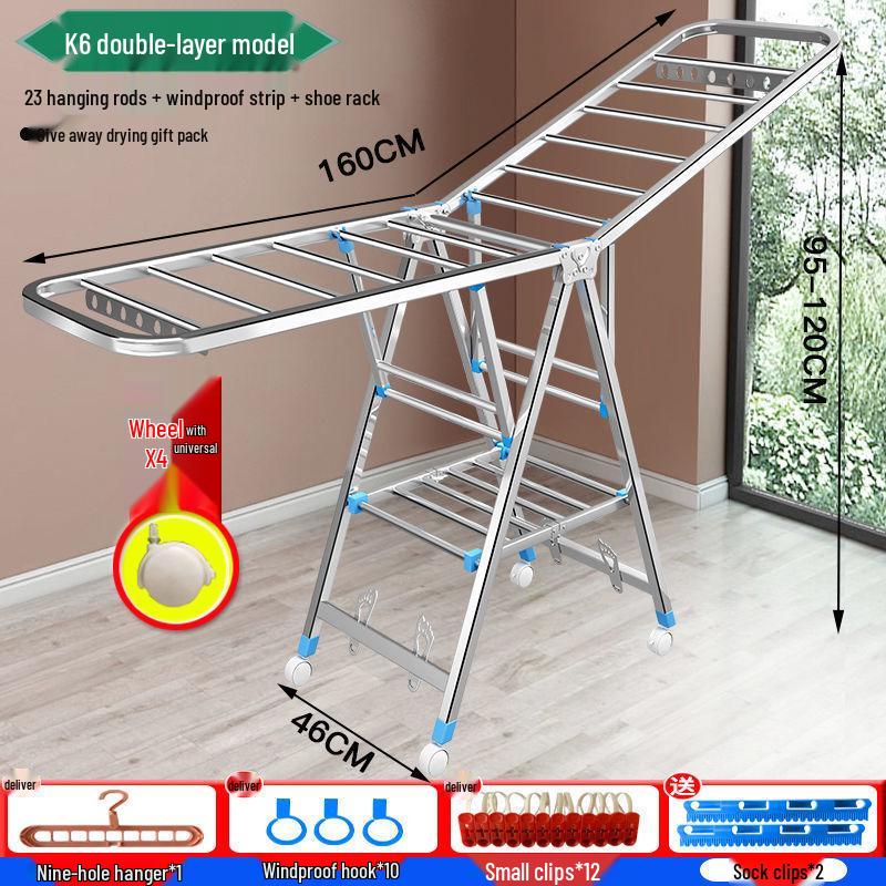 Foldable Stainless Steel Clothes Rack for Indoor/Outdoor Use