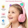 Auriculares Inalámbricos/Alámbricos para Niños Megadream con Límite de Volumen Seguro de 85 dB, Micrófono, Diseño de Luz LED de Oreja de Gato, Bluetooth 5.0, Longitud de Cable de 1 m, Tarjeta TF