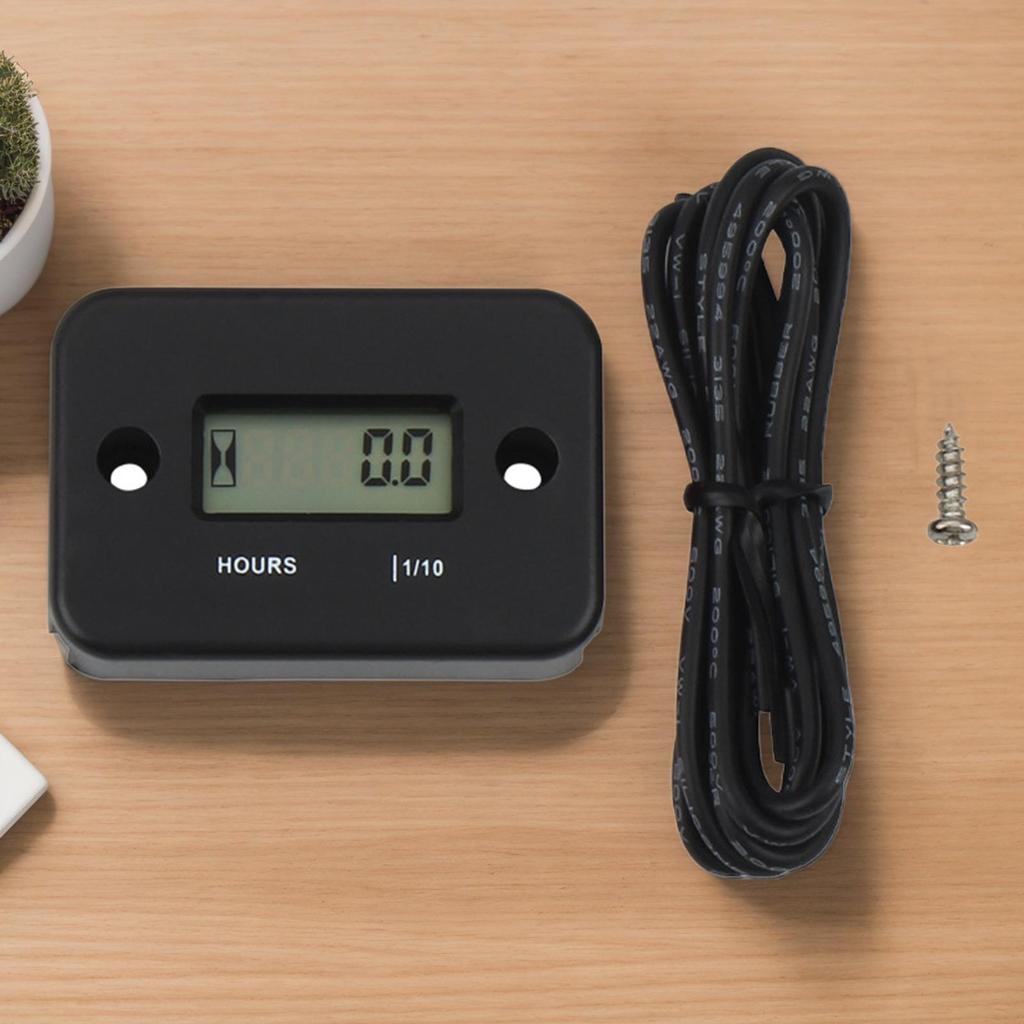 Hour Meter Waterproof Inductive Timer Motorcycle Tach Hour Meter Tachometer For Lawn Mower Snowmobile Marine Boat Snow Blower
