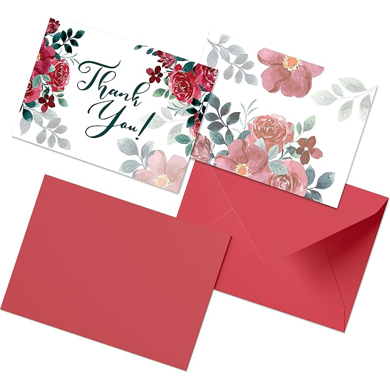 Clickedin Thank You Cards, Stylish Floral Design, 24 Cards and Envelopes