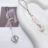Simple Pin Heart Flower Pendants Phone Charm Straps Lanyard Purse Accessories