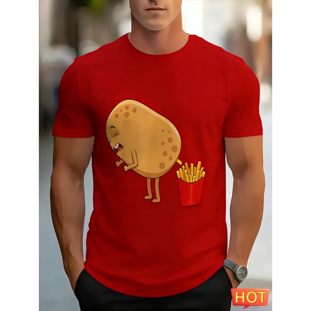 Funny Potato French Fries Graphic T Shirts For Men Fashion Summer Short Sleeve 3D Printed T-shirts Casual Oversized Kids Tees