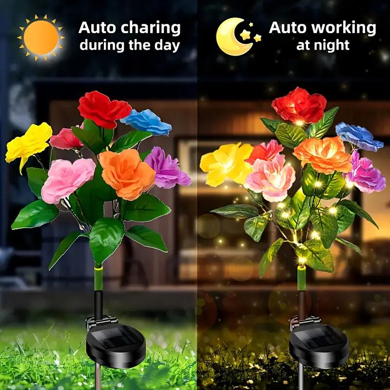 Christmas Lights Solar Light Waterproof Rose Solar Flowers Lamp Outdoor Decorative Garden Yard Lawn Landscape Decoration Light