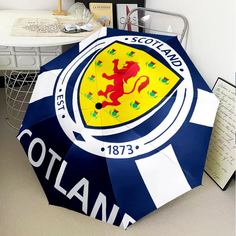 Ombrello Pieghevole Scozia Emblema Leone Rampante, Ombrello Automatico 8 Stecche per Viaggio, Campeggio Uso Regalo per Halloween Natale
