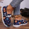 Fashion Pumpkin Shoes for Women Autumn New Style Round Toe Printed Front Lace-up Shoes Breathable Cloth Loafers Espadrilles Luxury Shoes