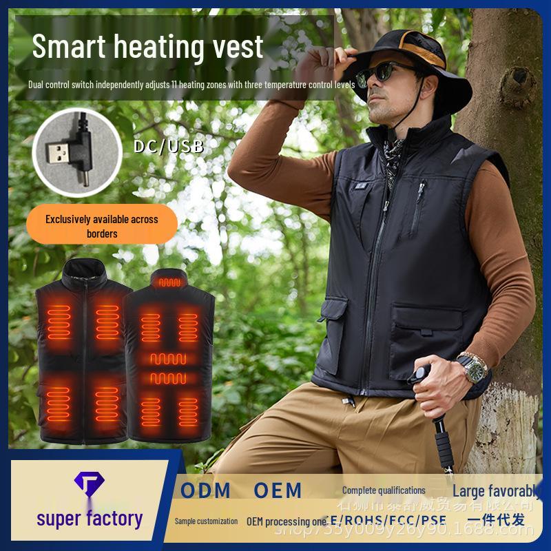 Men s Dual Control 11-Zone Electric Heated Outdoor Vest L чёрный