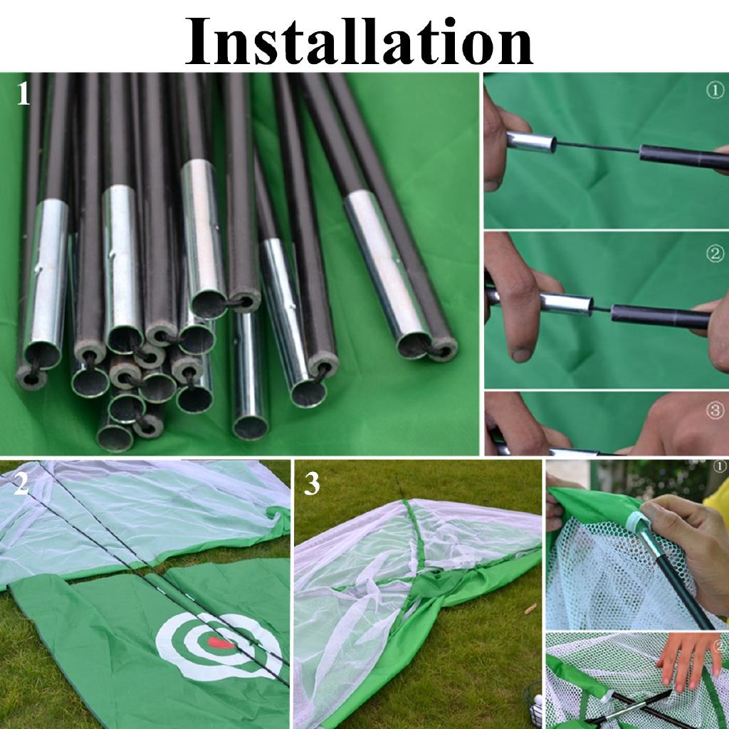 1m/3m Foldable Golf Hitting Cage Practice Training Net+Mat With 3 Balls & Tee Green