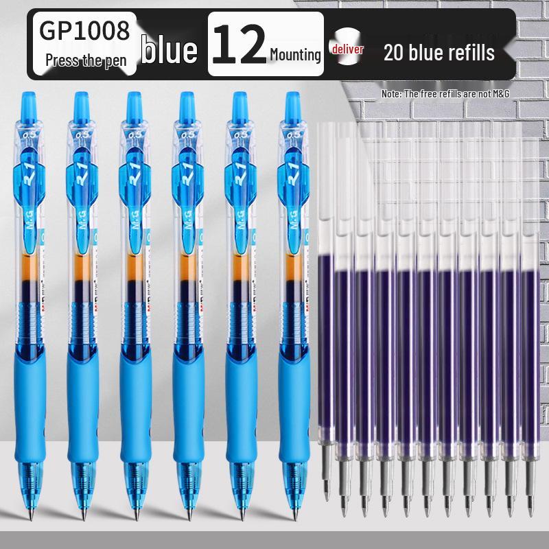 GP1008 Press-Type Gel Pen, Water-Based Ink for Students' Exams, Blue/Black/Red, Ideal for Teachers