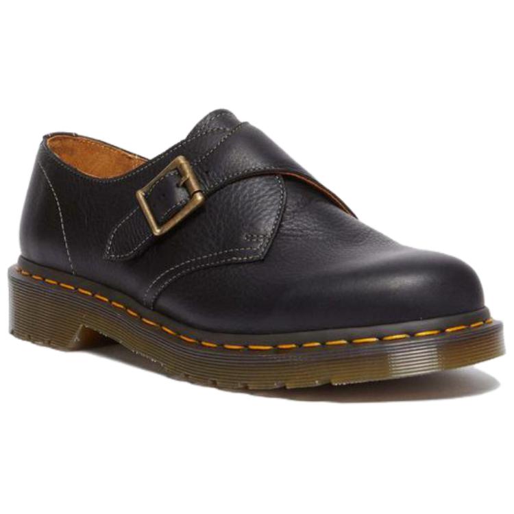 Dr. Martens Leather Comfortable Buckle Low-Top Casual Shoes Unisex Casual Shoes Black 31477001