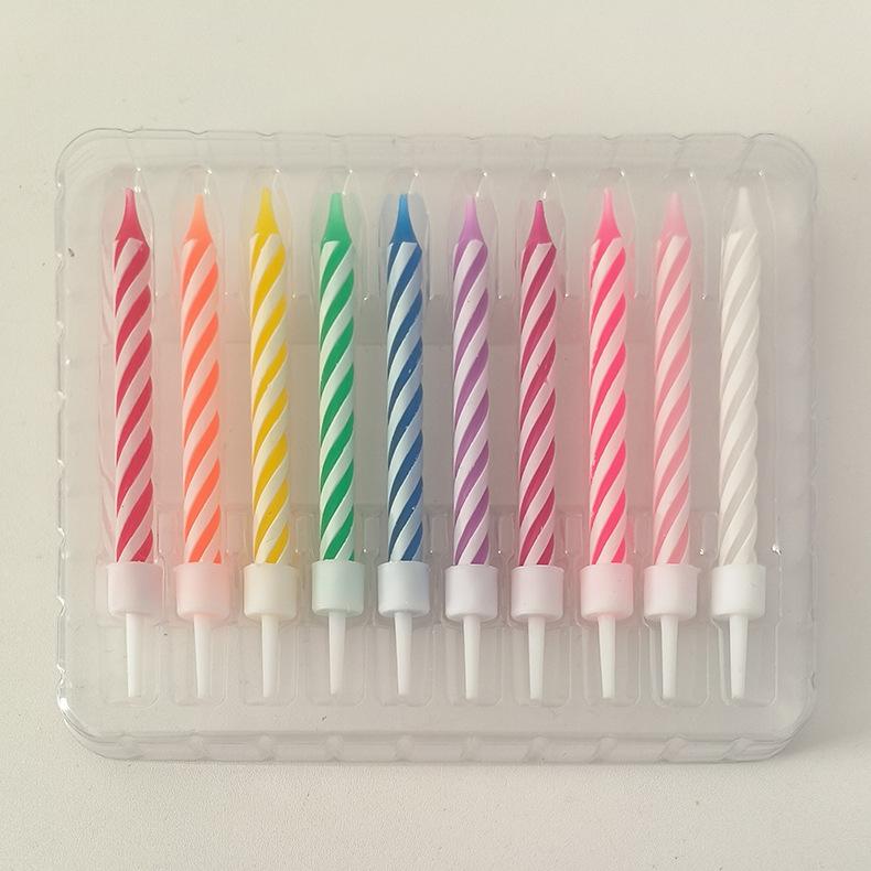 Creative 10-pack Colorful Threaded Candles Birthday Candles for Children's Party Cake Decorations