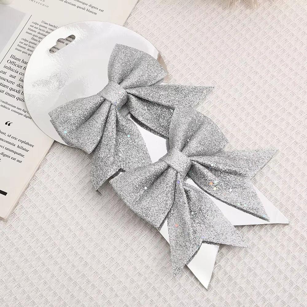 2Pcs Sparkling Xmas Tree Bowknot Ornaments Christmas Hanging Decorations Christmas Tree Decoration