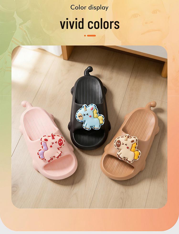 2026 Summer Kids' Non-slip Home Slippers - Cute 3D Horse Flip-flops for Boys & Girls