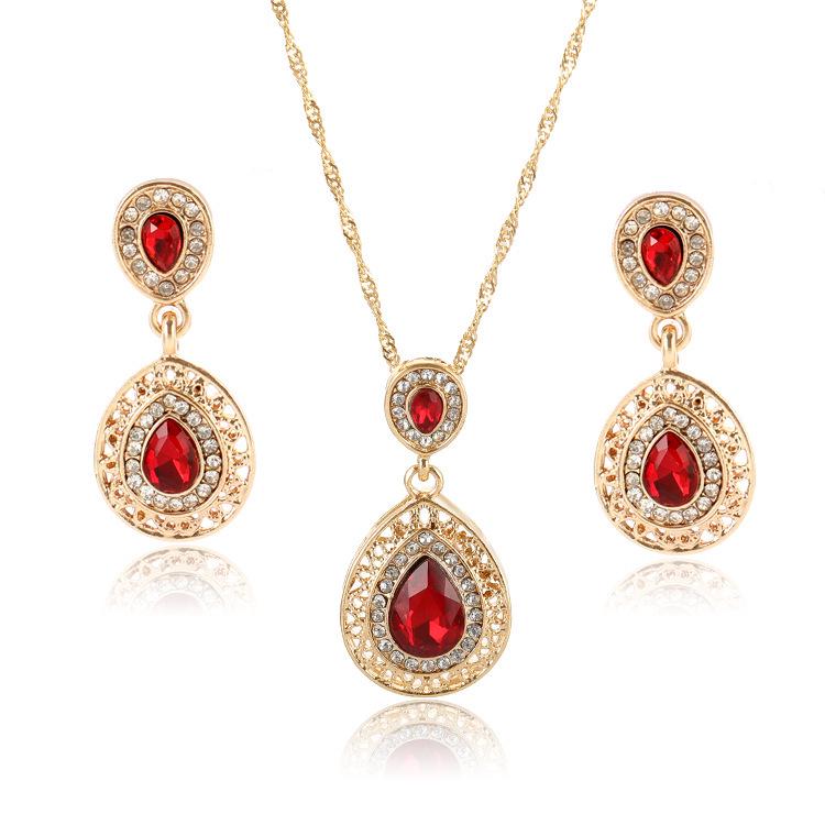 Kristall Tropfen Halskette und Ohrring Set - Brautschmuck für Frauen