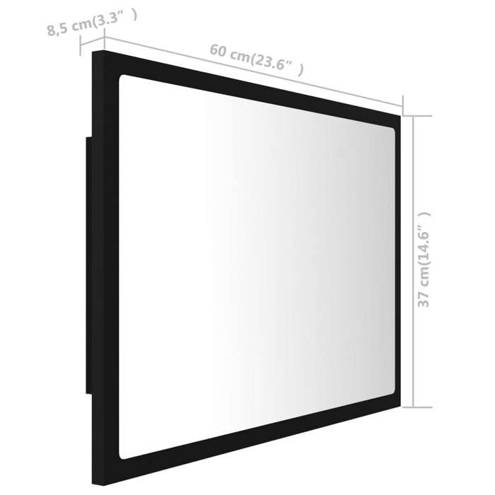 VidaXL LED Bathroom Mirror Wall Mirror Makeup Mirror Luminous Lighting Home Interior Black 60x8.5x37 Cm 804917