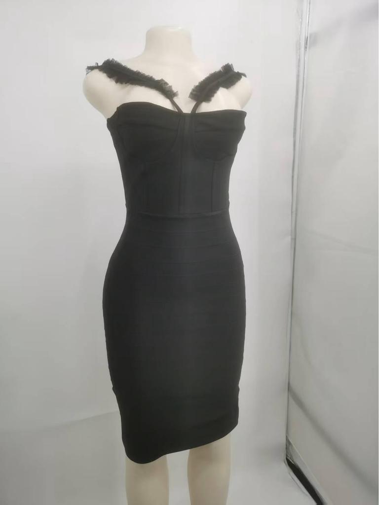 Women's Cross-Border Spaghetti Strap Lace Bandage Elastic Hip-Hugging Dress