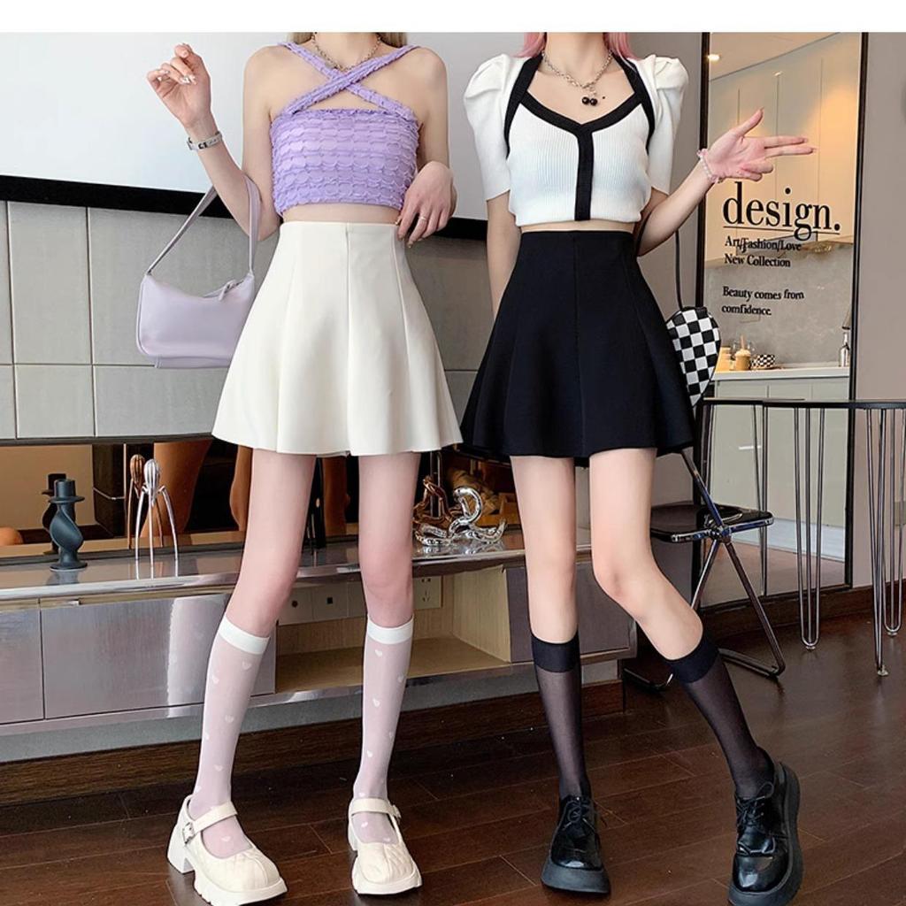 A-line Petite Women's Skirt - 2026 Autumn Academic Style Umbrella Skirt, High-Waisted Slimming Pleated Design