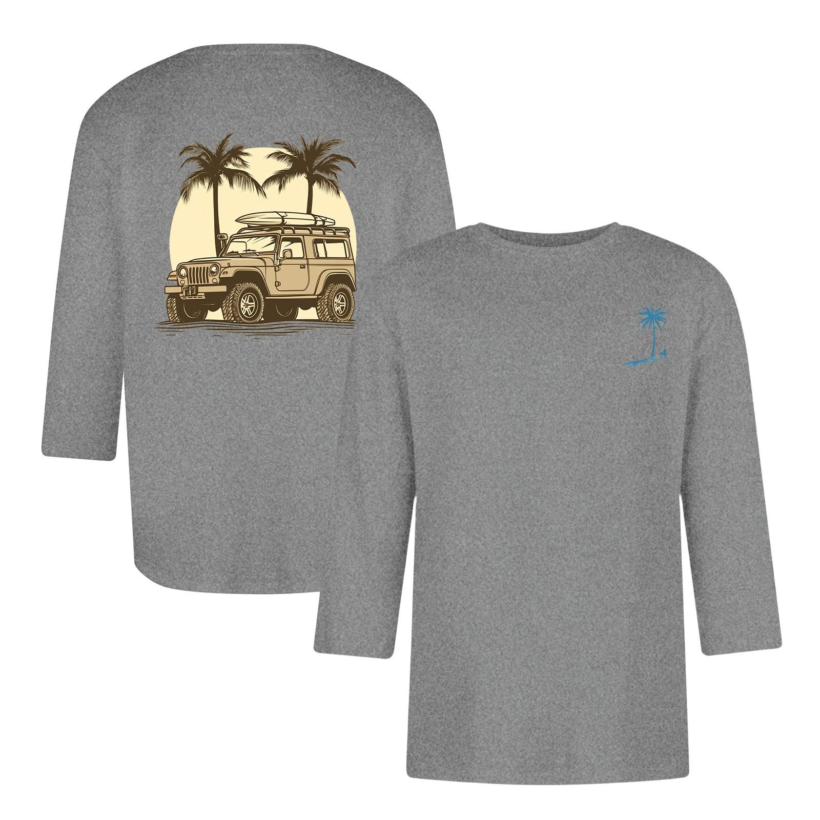 

Мужская повседневная и модная футболка с принтованным воротником и рукавами три четверти XL