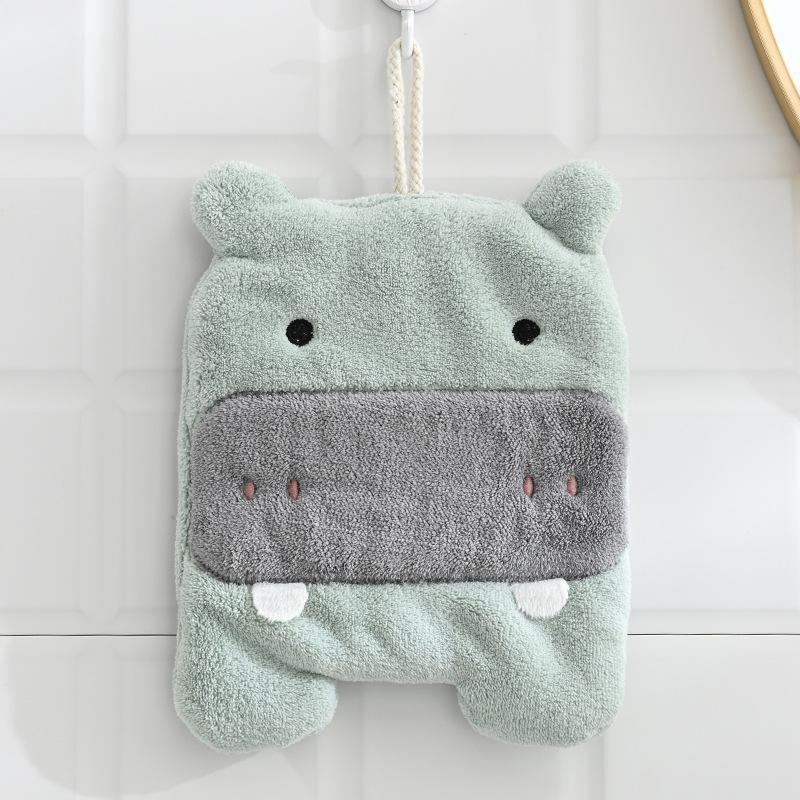 1Pcs Super Absorbent Hanging Type Cat Embroidered Towelette Home Decora Dual Purpose Coral Velvet Hand Towel Bathroom Supplies