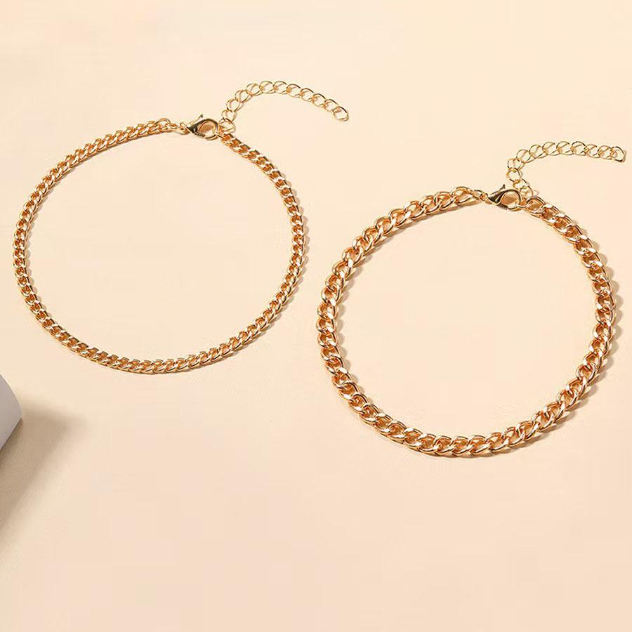 Elegant Double-Layer Cuban Chain Anklet for Women - Unique, Minimalist Beach Style Accessory