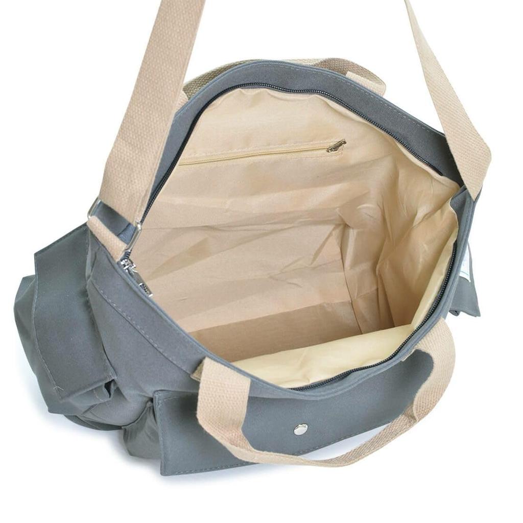 [Barcos Blue] Pocket Design Tote Bag, Shoulder Bag for Men and Women, A4 Size Compatible, Gray