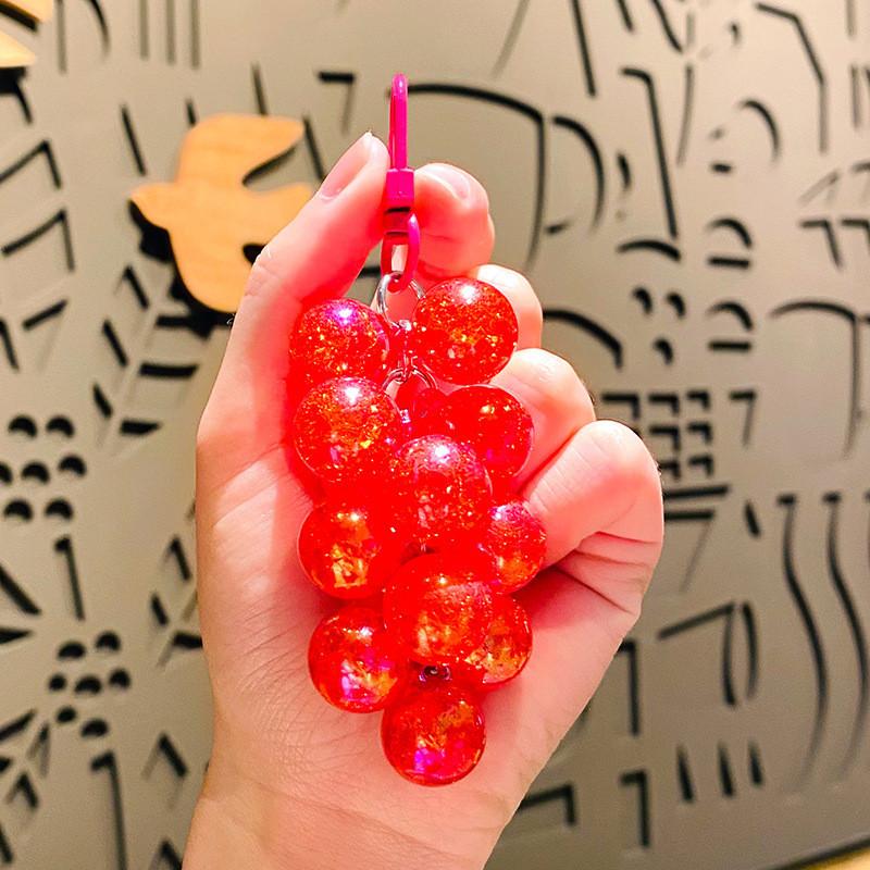 

Grape Crystal Elegant Bead Keychain For Girls And Boys Car Accessory Key красный