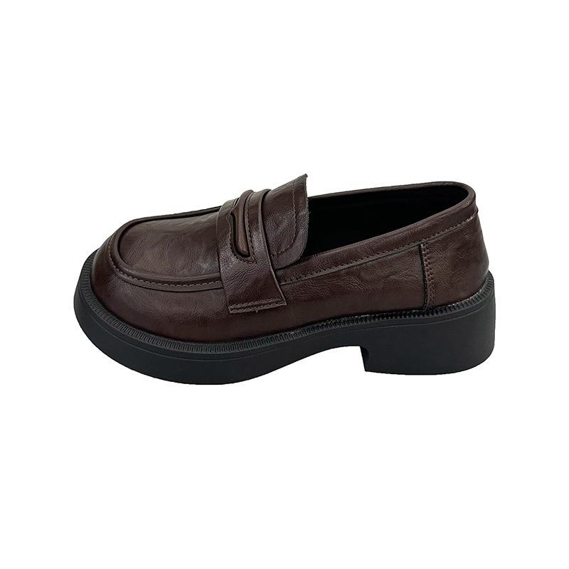 Коричневые женские туфли на платформе весенне-осенние форменные из маленькой кожи колледж Мэри Джейн одинарные с юбкой 40 темно-коричневого 3190₽