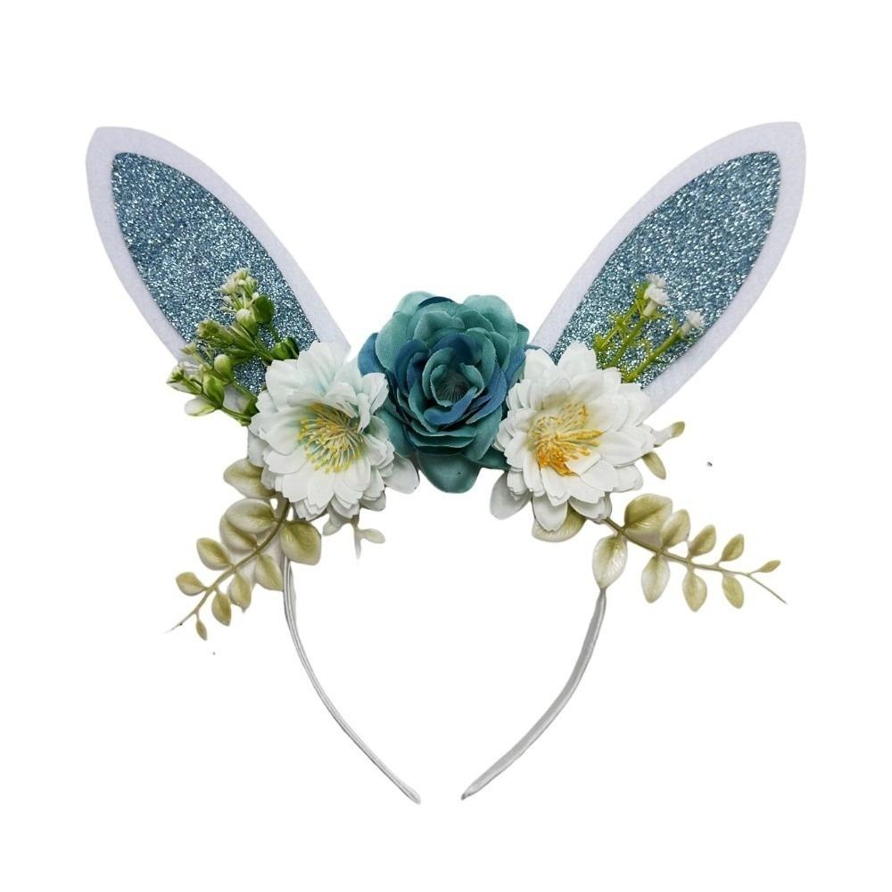 Floral Rabbit Ears Headbands Colorful Cosplay Headbands Funny Happy Easter Headdress Children
