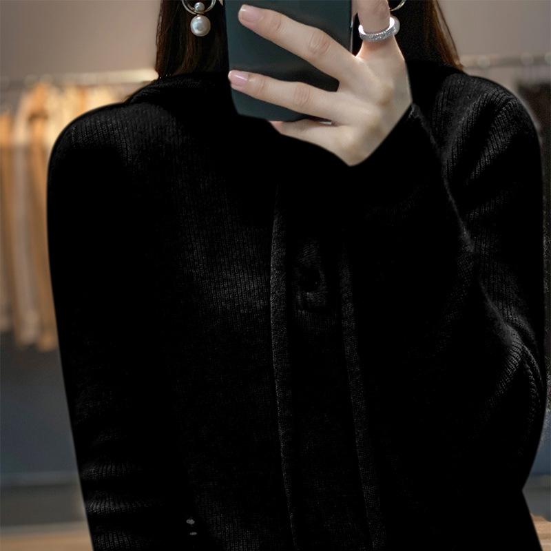 2024 Fall/Winter Women's Loose Fit Thick Hooded Sweater Top