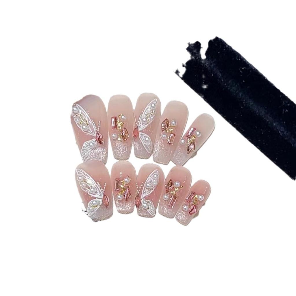 Pure Hand-made Phototherapy Wear Armor Tablets Butterfly Love Moonlight Soda Wear Armor Finished Product Reusable Nail Patches