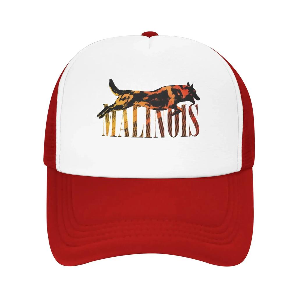 Mixed Black Golden Malinois Belgian Shepherd Dog Hiking Mesh Baseball Caps Women  Unisex Male Beach Sun Hat Trucker Cap
