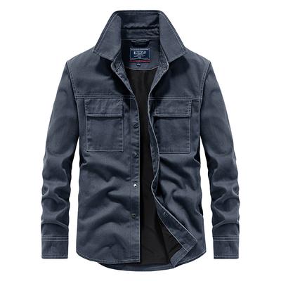 Spring and Autumn New Shirt Jacket Men Casual Fashion Cargo Denim Shirt Multi-pocket Jacket Men