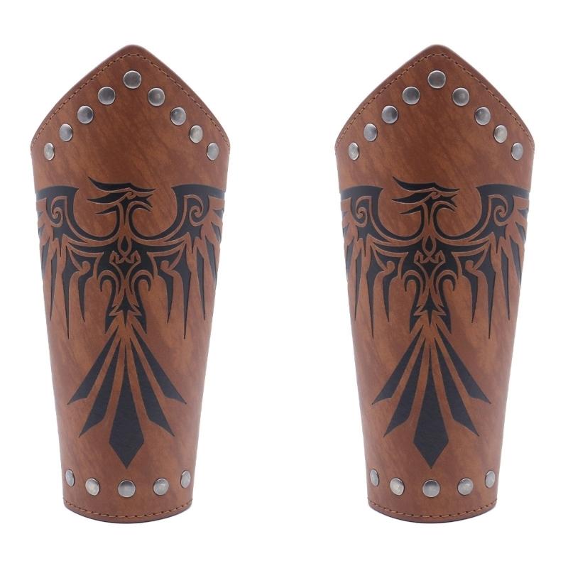 Historical Arm Guard Cosplay Arm Gauntlets Vintage Armband Knight Arm Guard Festival Costume PU Leather Arm Bracers