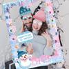 New Style, Christmas Theme, Cartoon Snowman, Blue Pink, Handheld Props, DIY Funny Party, Photo Props and Supplies